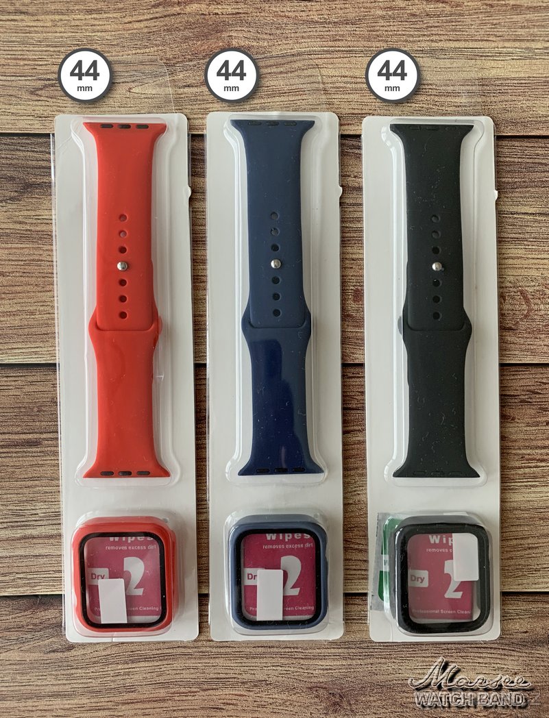 SET silikon řemínek pásek k Apple Watch + kryt se sklem 44mm