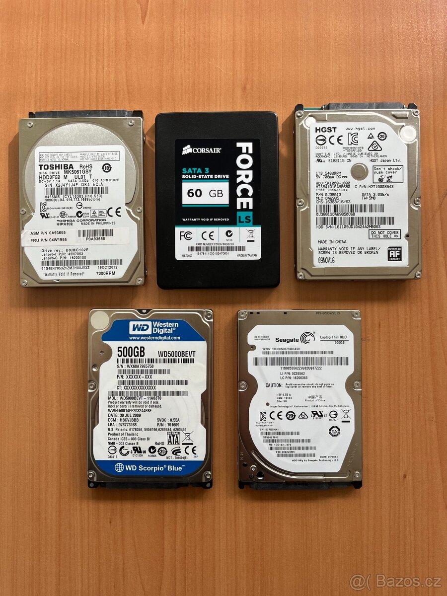 PRODÁM 5x 2,5" SSD, HDD