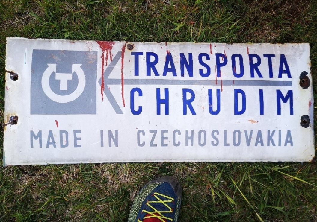 Smaltovana cedule transporta wiesner chrudim