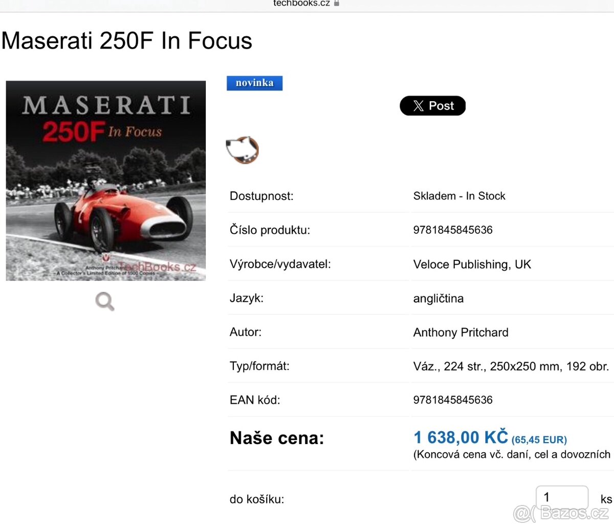 Maserati 250F in Focus (obrazová kniha nová) SLEVA 50%