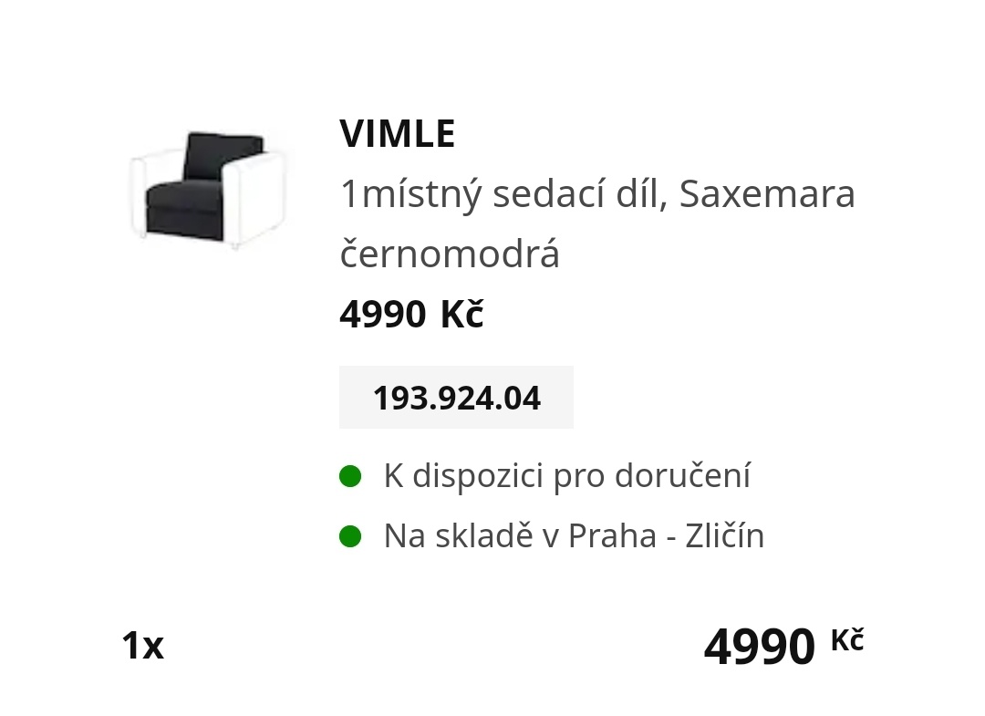 Ikea Vimle Saxemara černomodrá