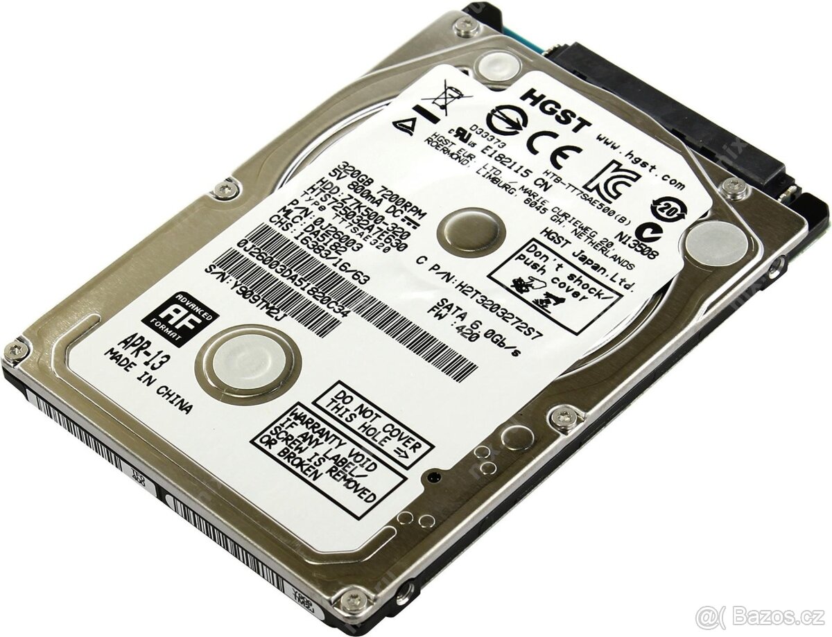 Harddisk 2,5" 320GB Hitachi HGST Travelstar Z7K500 7200ot.