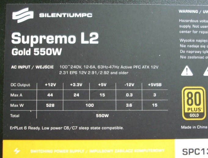 SilentiumPC Supremo L2 Gold 550 W