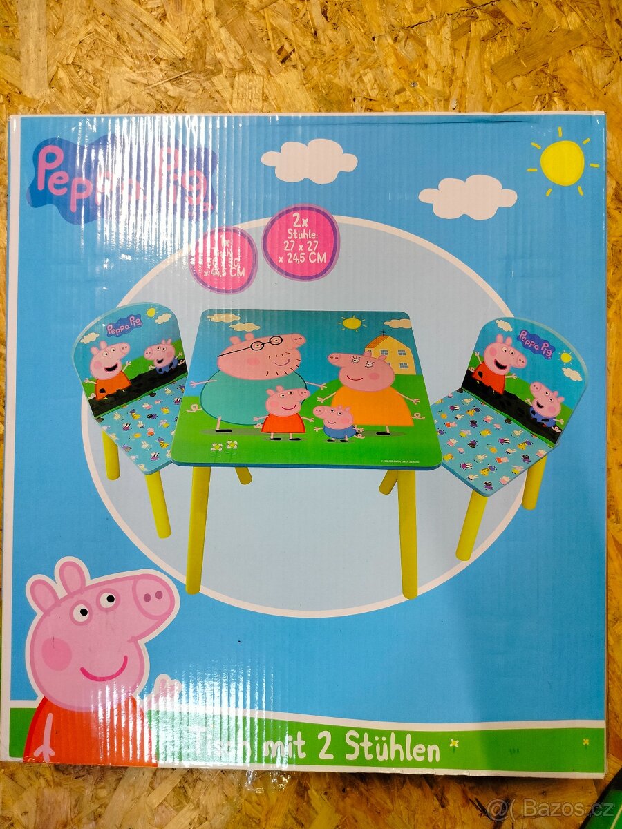 Dětský stolek + dvě židle Pepa pig