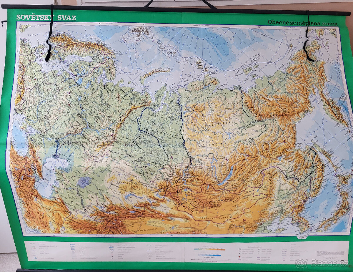 Školní nástěnná mapa Sovětský svaz 1:5 mil 1988