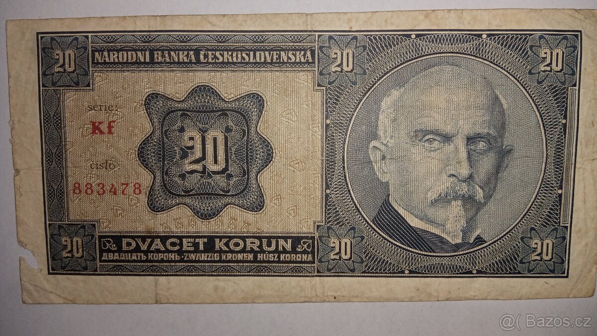 Bankovka 20 korun rok 1926