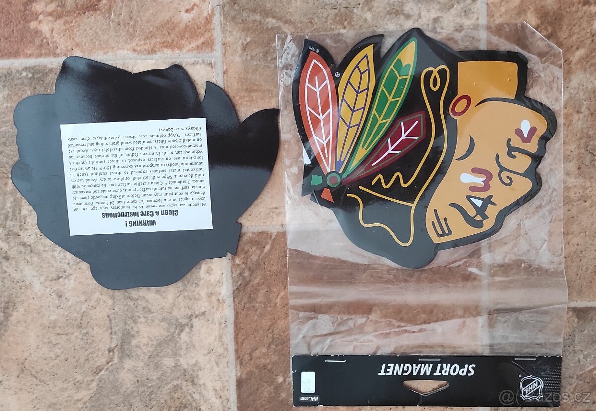 Akrylový magnet s logem NHL týmu Chicago Blackhawks.