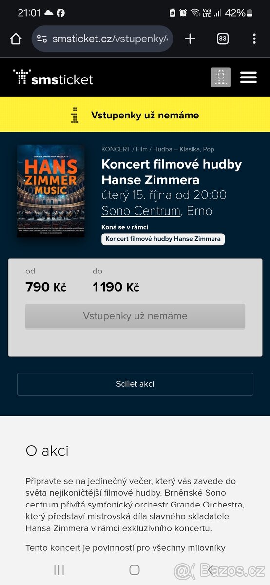 Koncert filmové hudby Hanse Zimmera Sono Brno