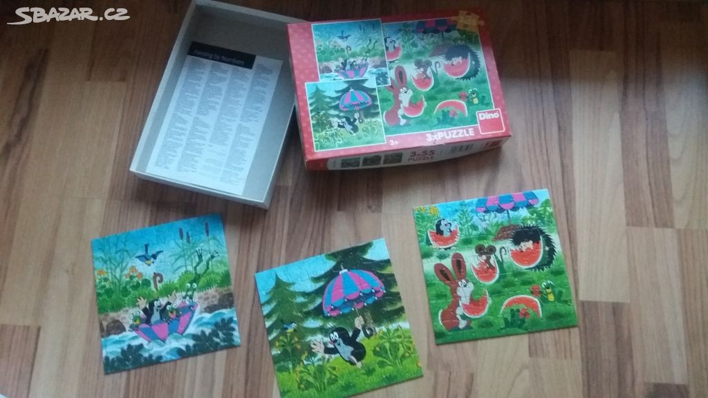 Puzzle Krtek - Krteček a paraplíčko: 3x55 dílků pro věk 5+