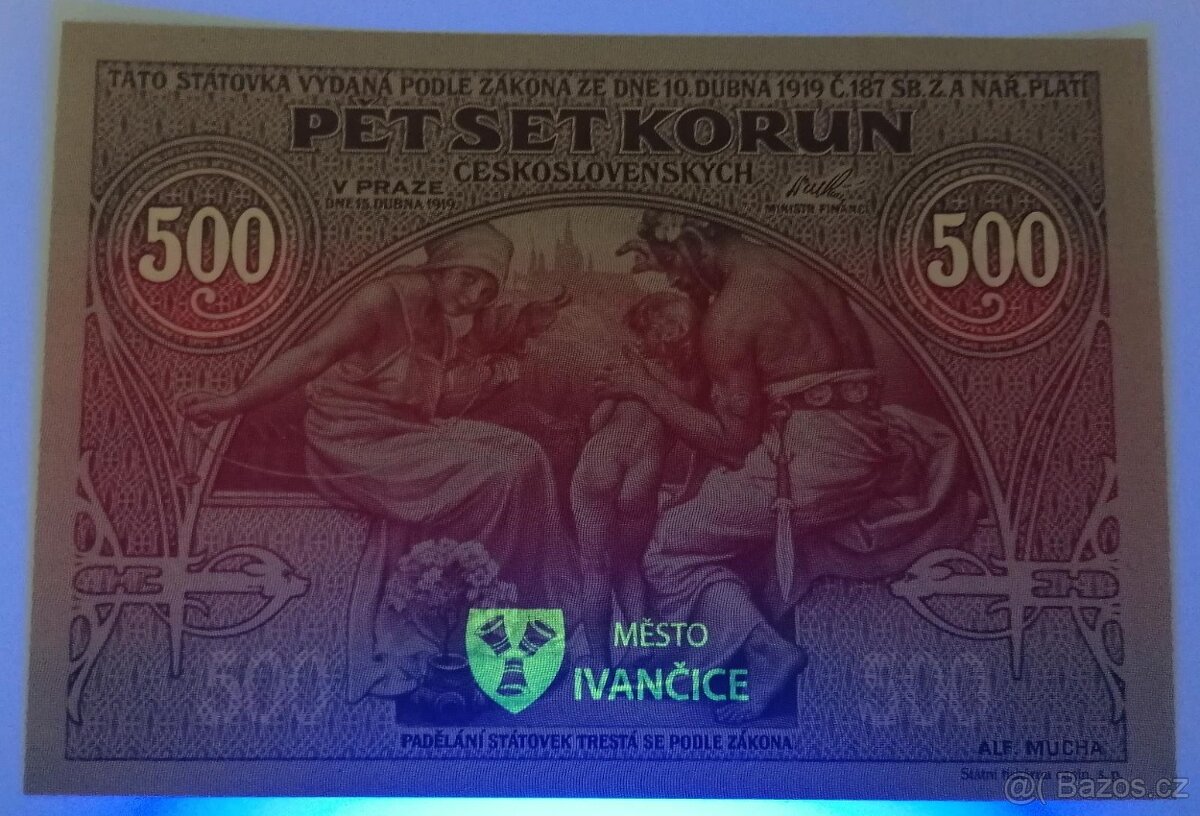 500 Kč Ivančice 1919/2019, číslo 3381, Mucha