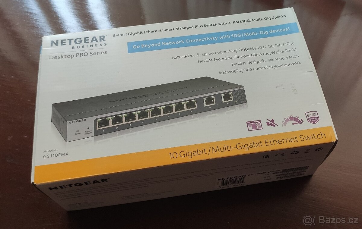 konfigurovatelný switch NETGEAR GS110EMX 10 GB porty záruka