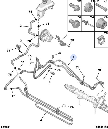 Potrubí servořízení Peugeot Partner B9