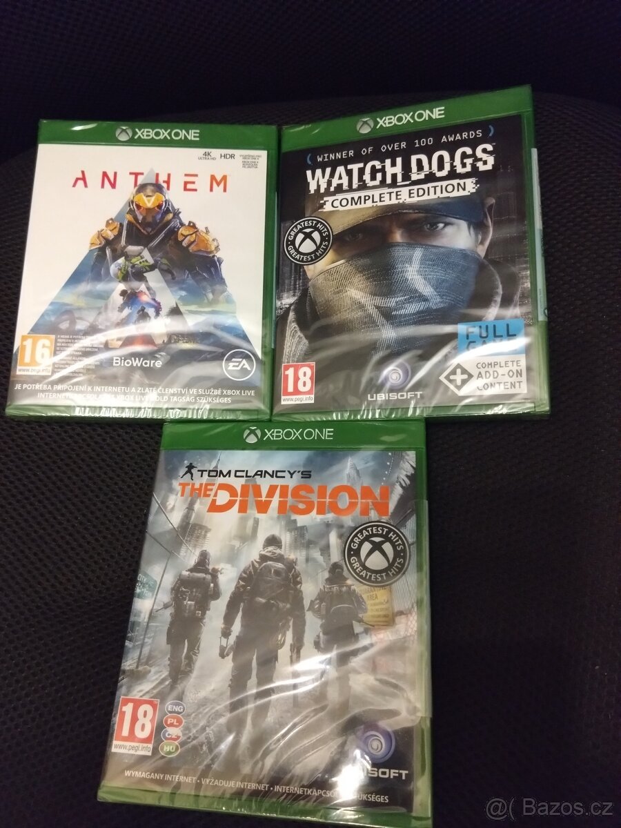 XBox One hry, nové, nerozbalené - 3x