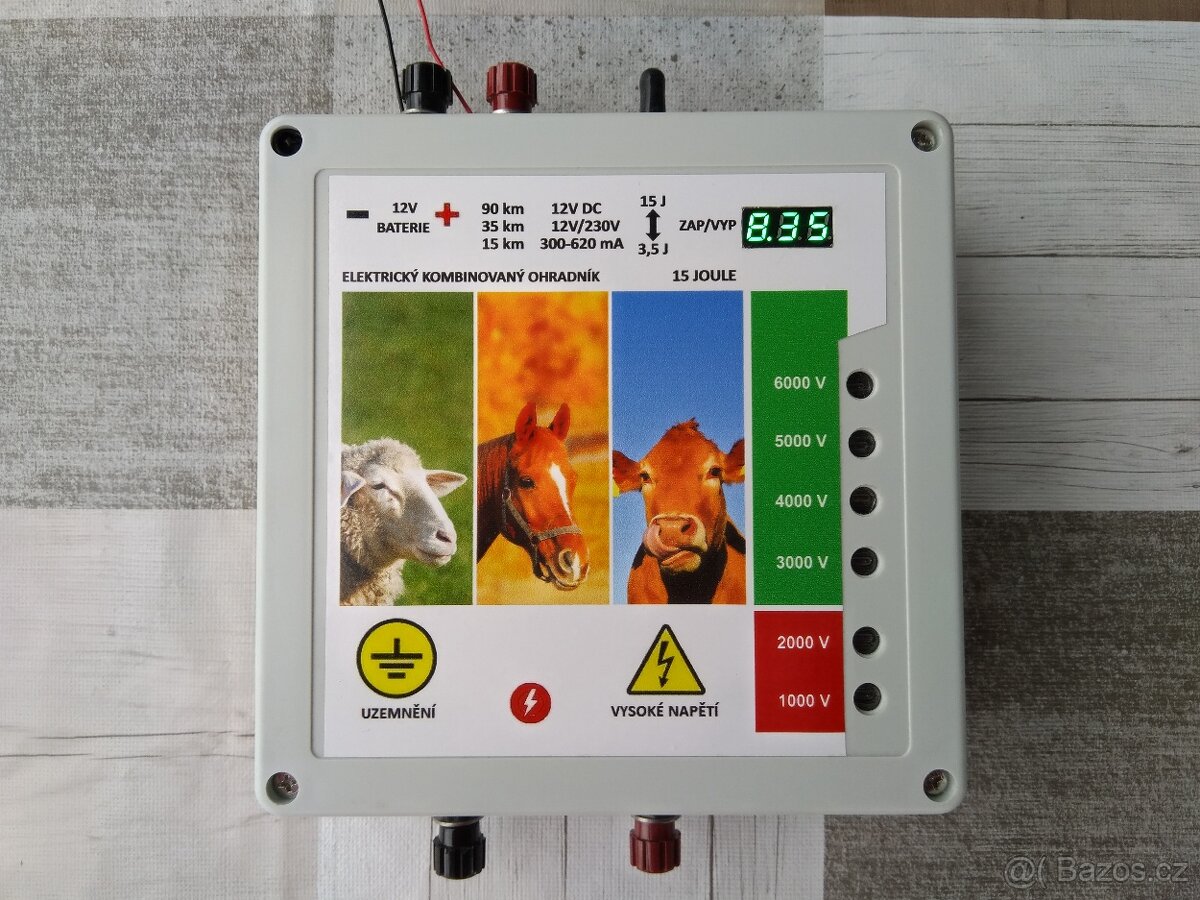 Ohradník - solár, 12V/230V 15J /