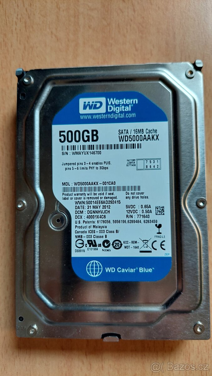 Pevný disk 3,5" WD5000AAKX HDD 500GB