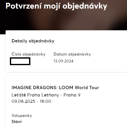 Prodám vstupenky: Imagine Dragons 9.6.2025