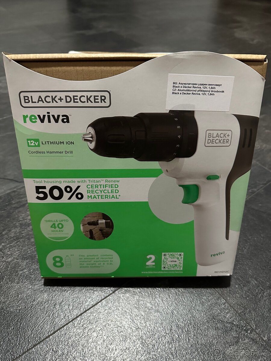 Aku příklepová vrtačka 12V reviva Black Decker