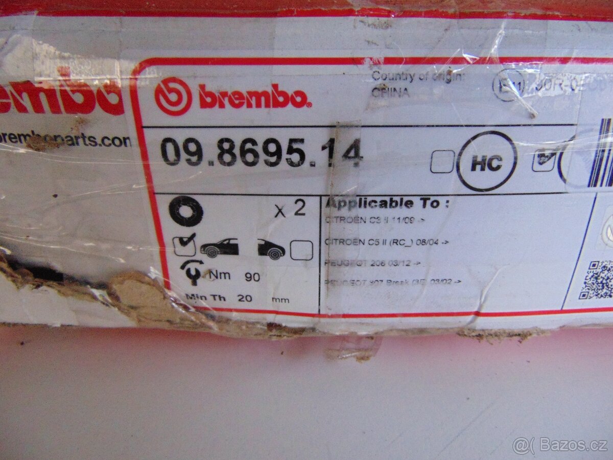 Brzdové kotouče BREMBO 09.8695.14 - Cit.Peug.O