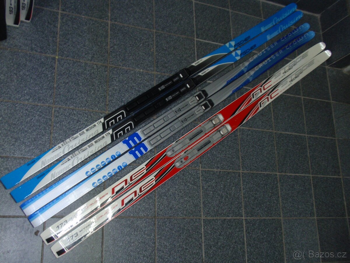 3x SUPER SNS TURISTICKÉ BĚŽKY 174 CM- 55-79 KG TECNO,FISCHER