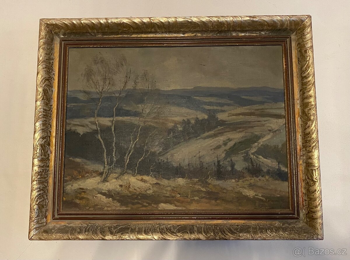 Starý malovaný obraz malíř— Ota Moravec