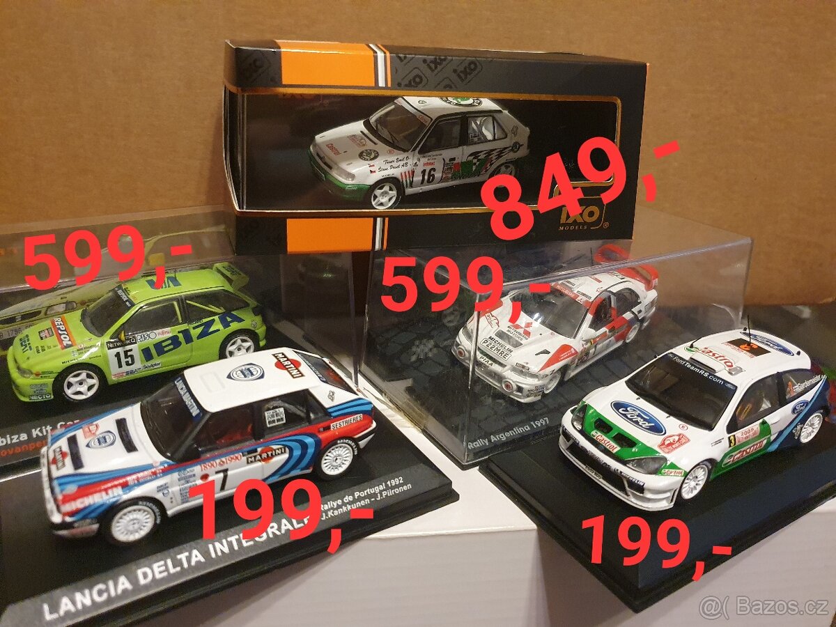 Rally modely 1:43 , ceny u foto.skoda,Mitsubishi,seat,ford