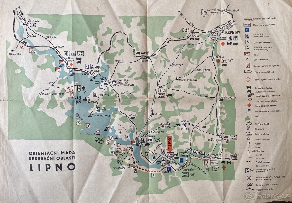 Historická mapa LIPNO a dvě dobové (1961) publikace.