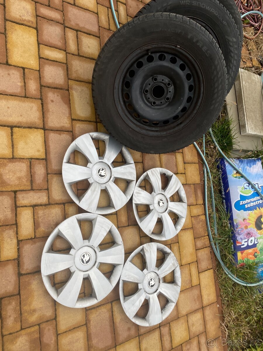 Plechové disky 15” 5x112 a zimní pneu 195/65/R15