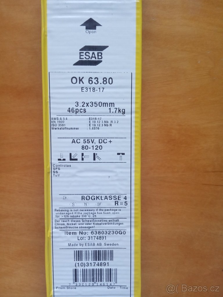 Nerezové elektrody ESAB OK 63.80