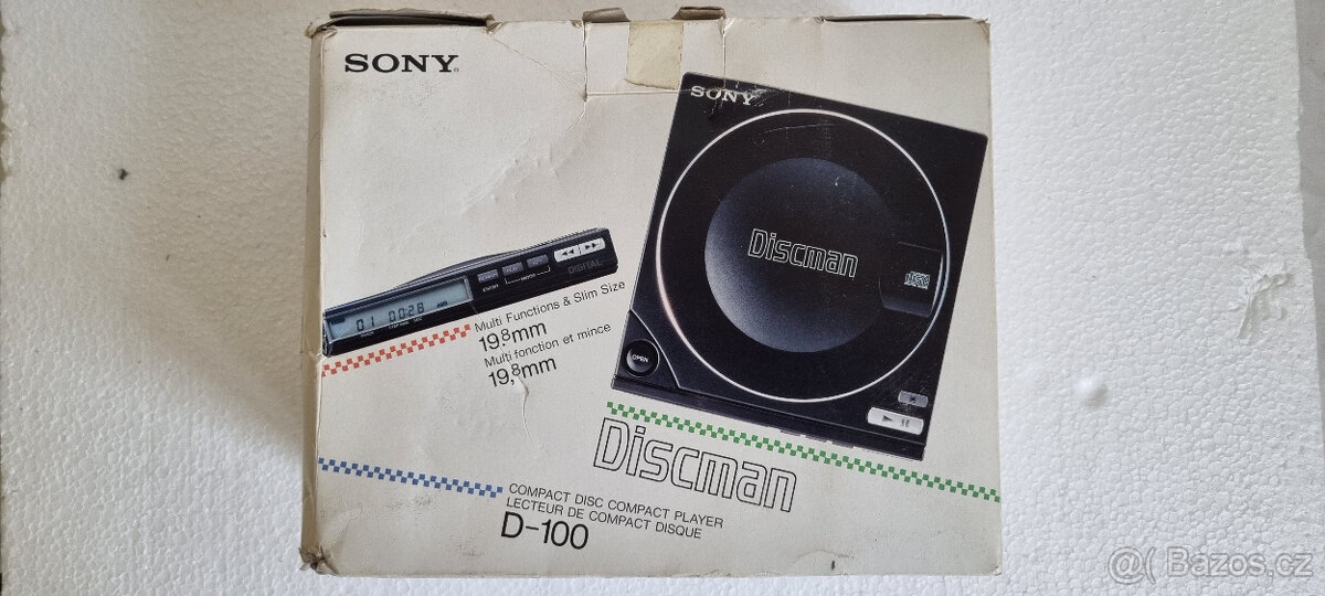 SONY DISCMAN D-100 + BATTERY PACK BP+100 (TOP STAV-ČASOVÁ SC