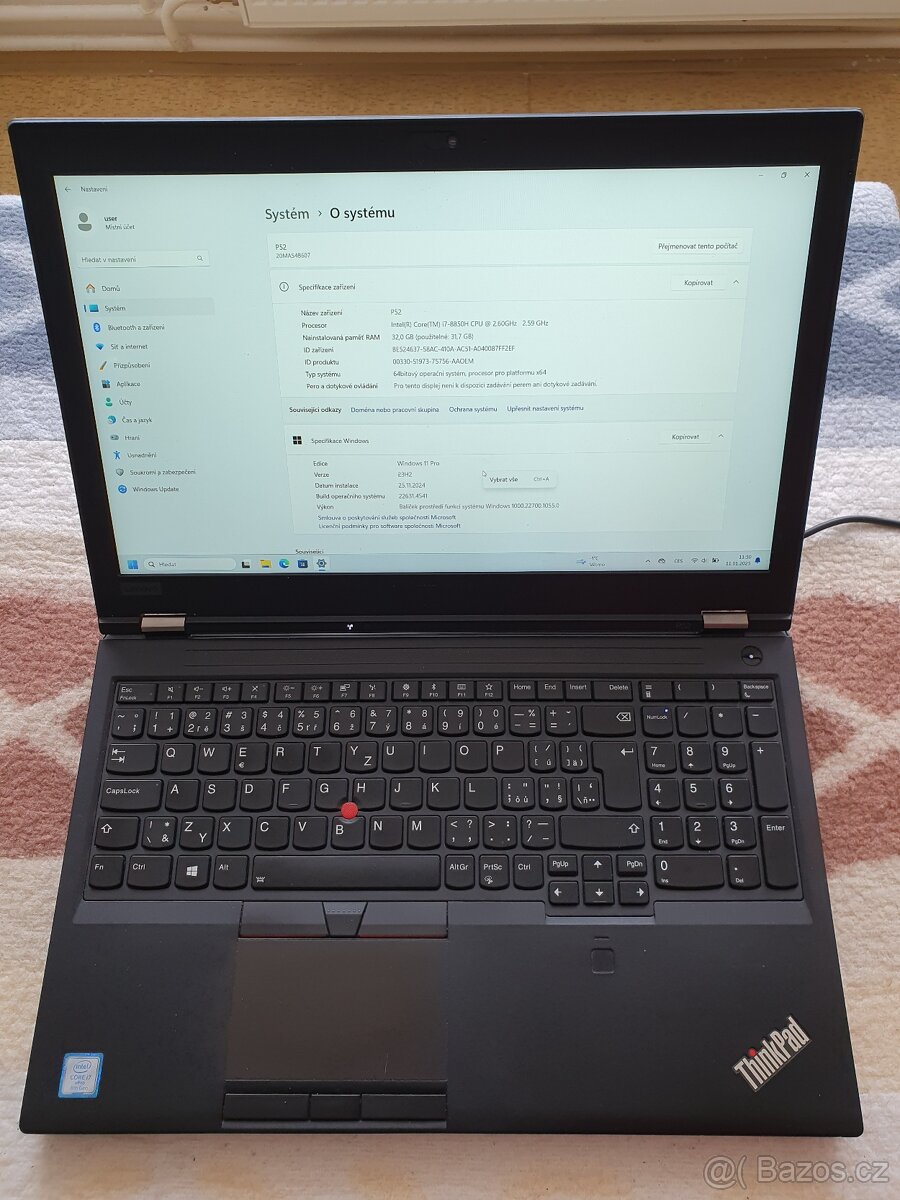 Lenovo P52,i7 8850H, 32gb ddr4, 4gb gpu p2000, 256gb ssd