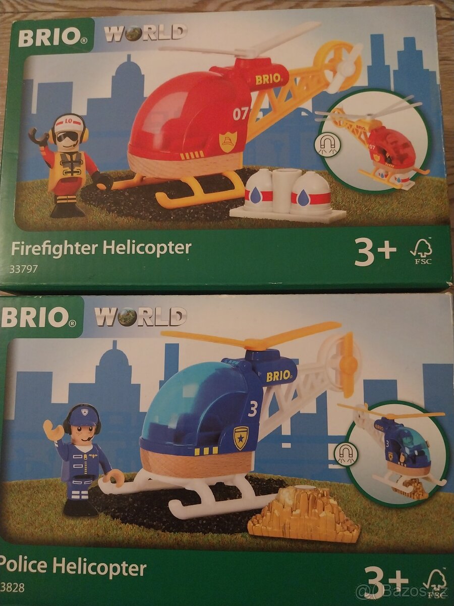 Brio 33828 Policejní vrtulník + Brio 33797 Hasičský vrtulník