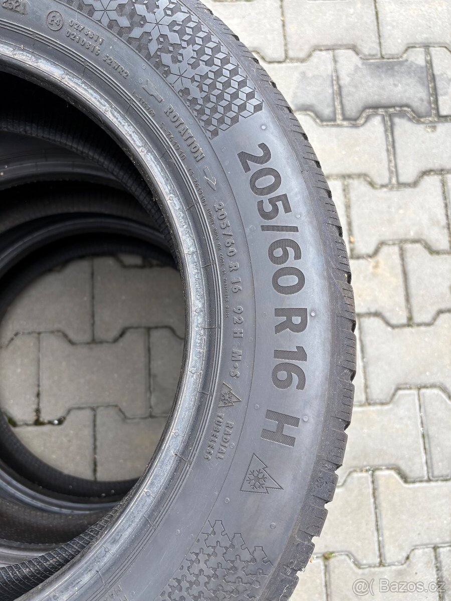 Prodám dvě zimní gumy Continental 205/60 R16 H