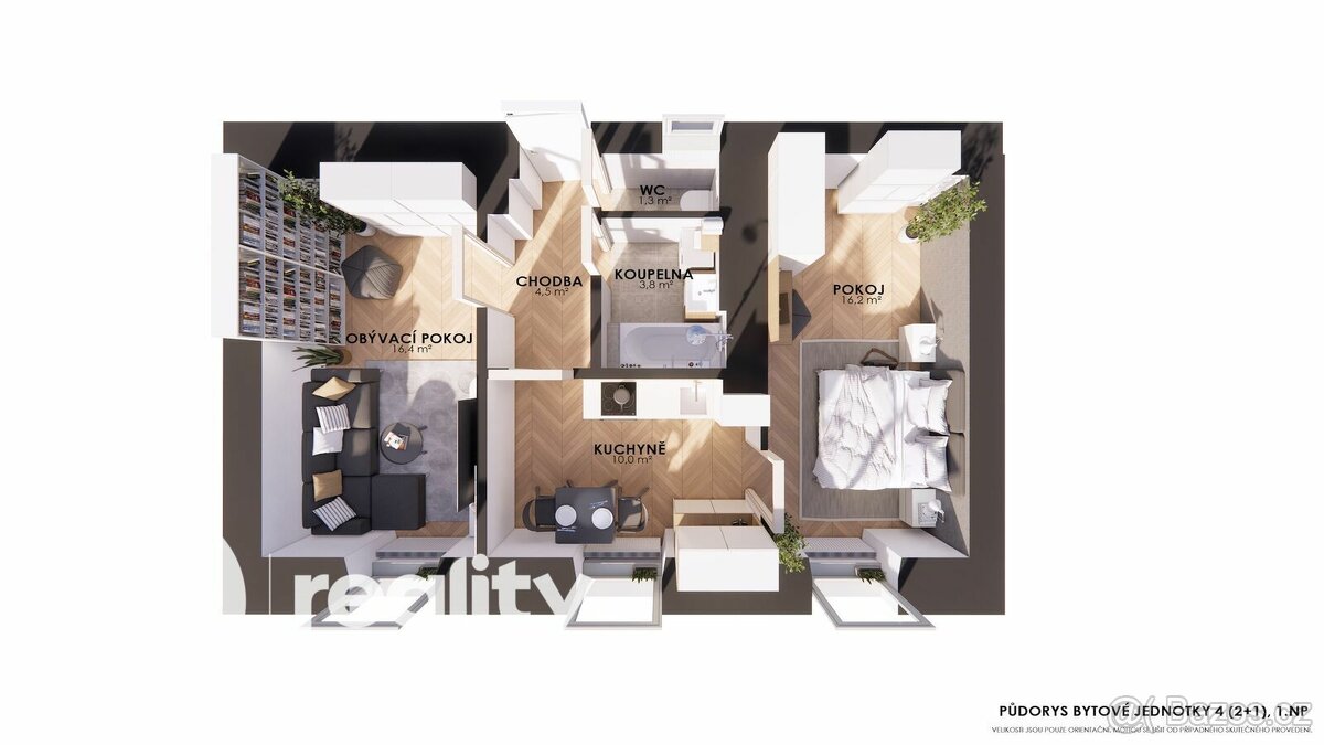 Prodej bytu 2+1, 52 m2, zahrádka 56 m2