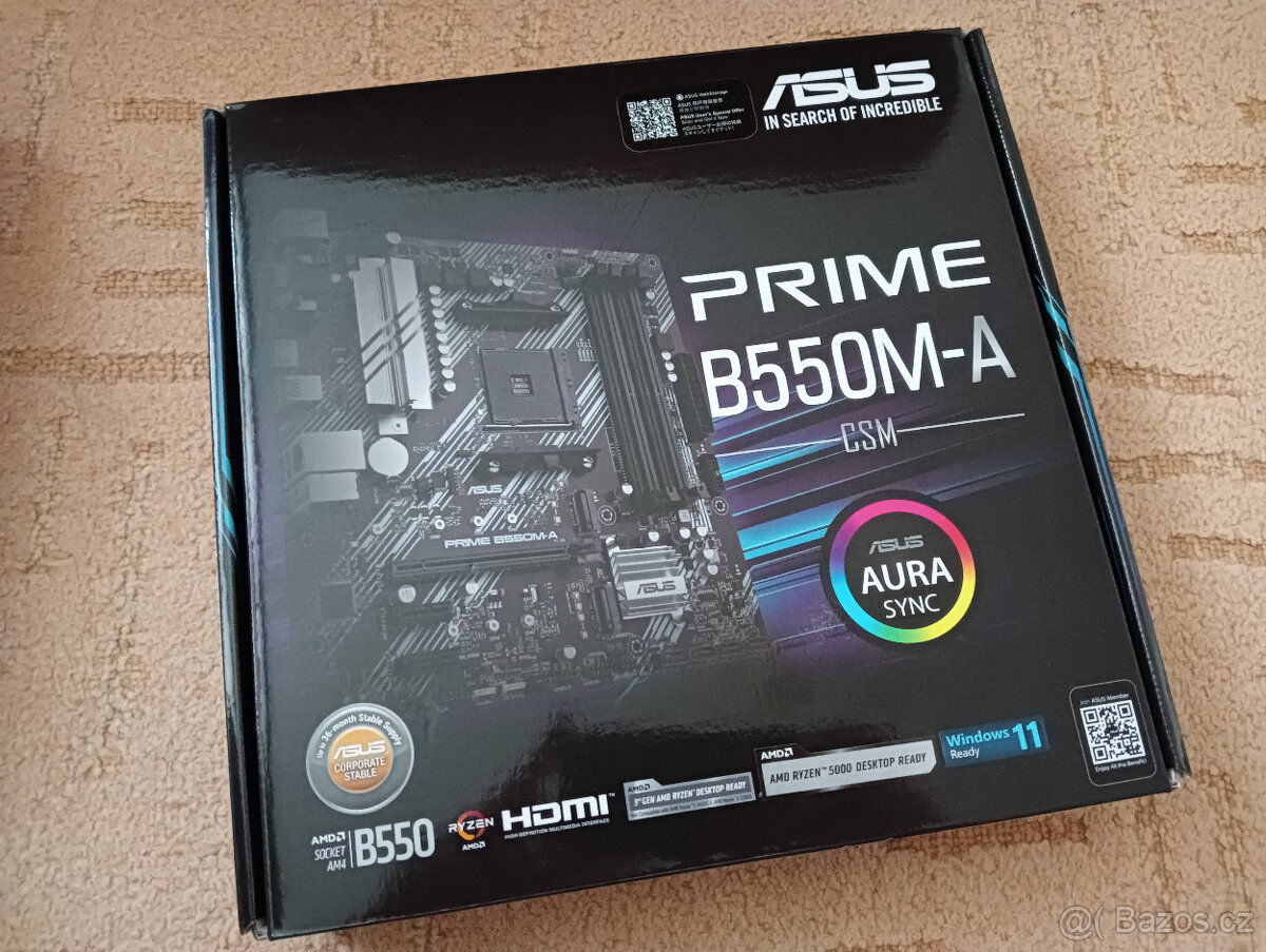 MB ASUS PRIME B550M + CPU (6C/12T) + RAM, sock. AM4