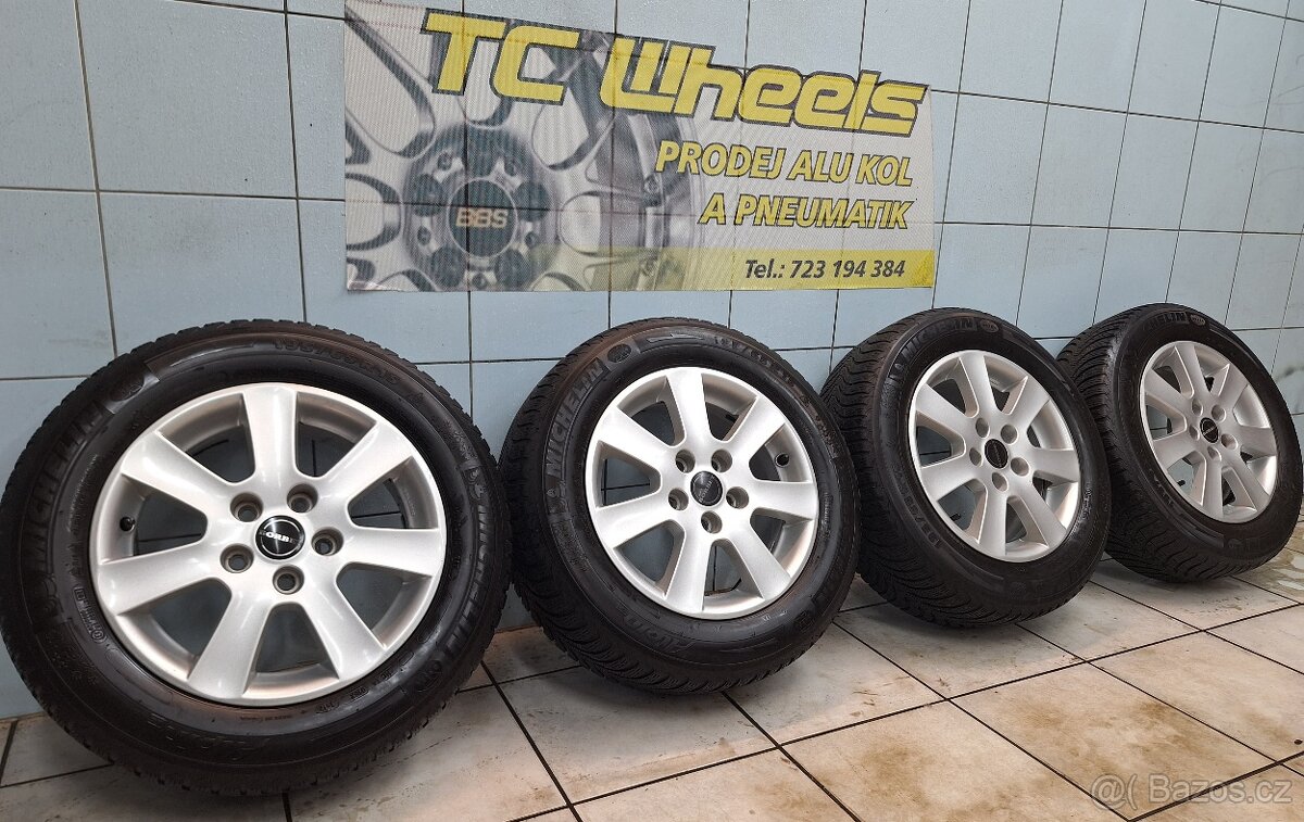 Alu kola R15 5x108 Borbet + zimní pneu 195/65/15 Michelin