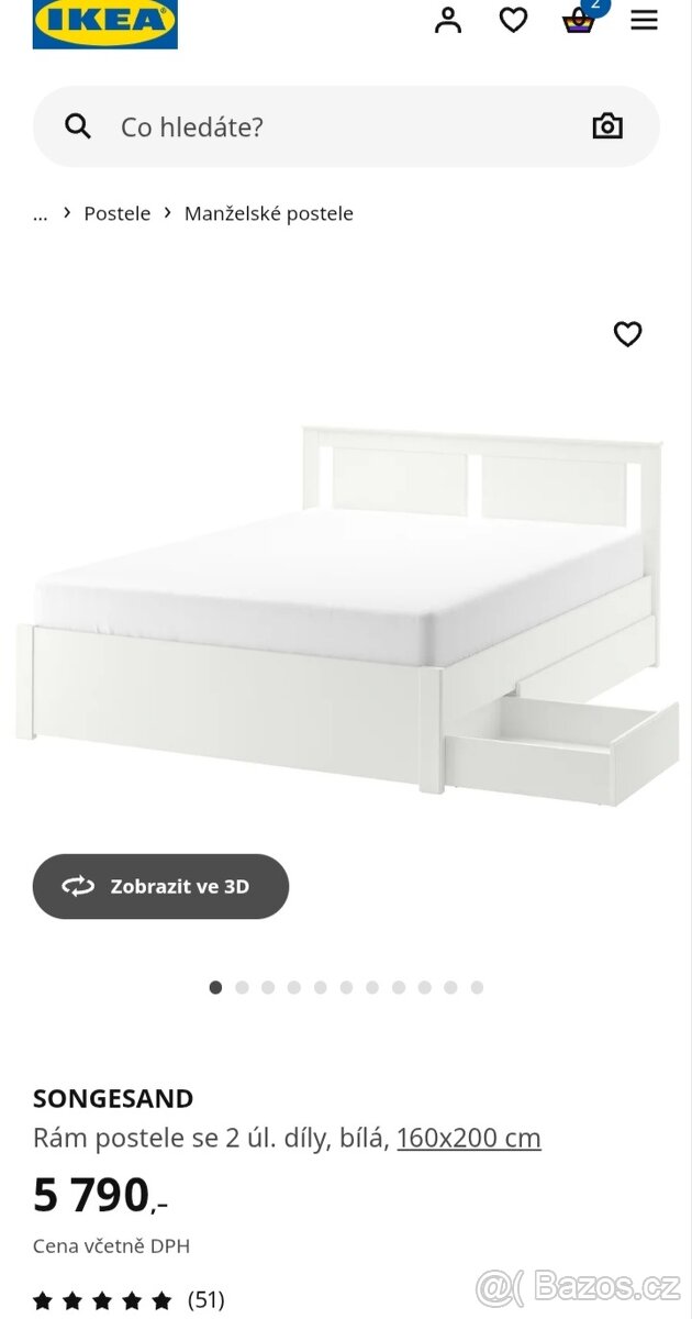 Manželská postel IKEA Songesand