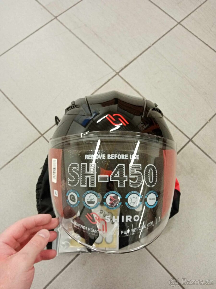 přilba/helma SHIRO SH-450 lesklá černá XL