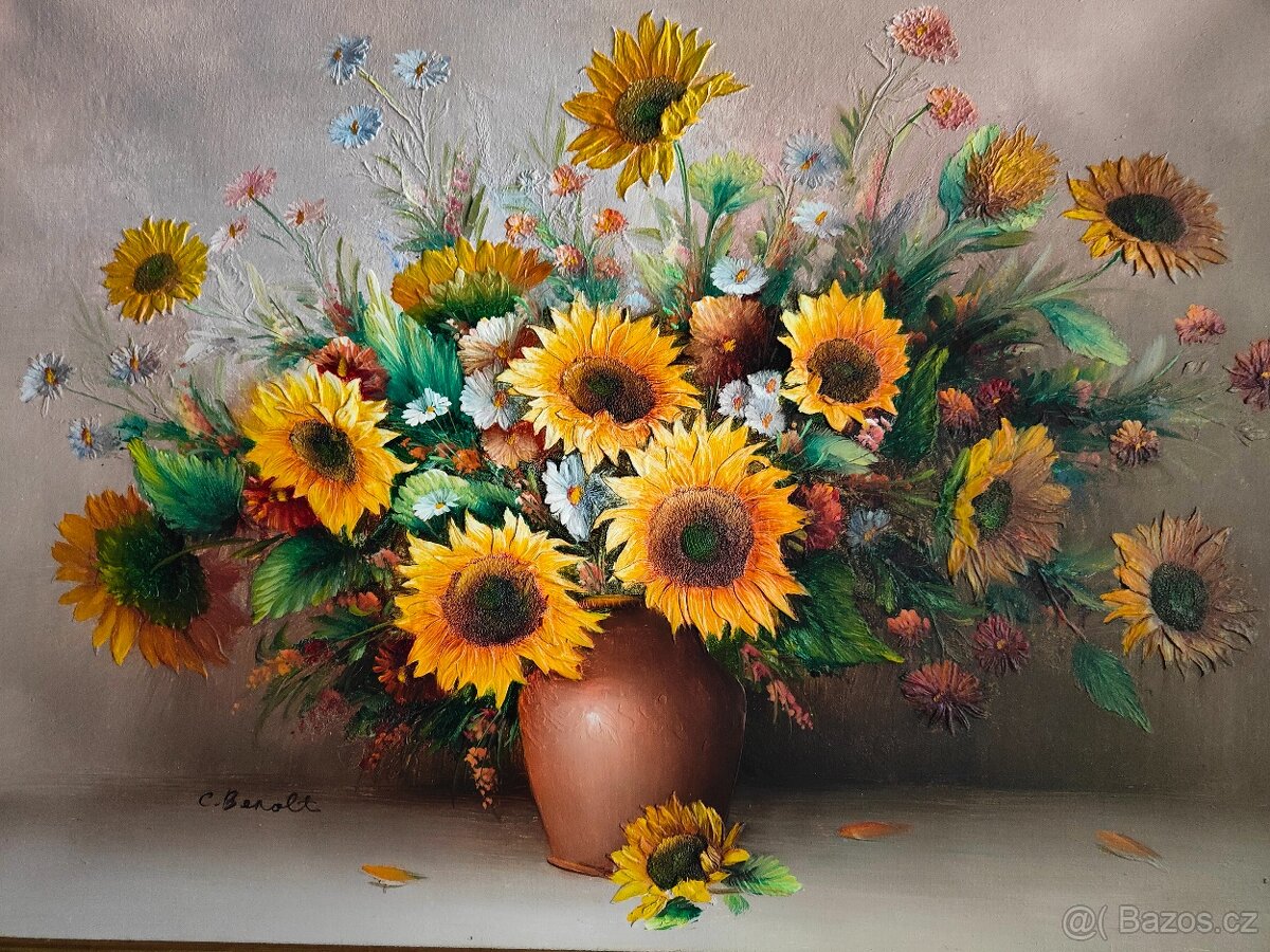 Obraz Oil Charles Benolt Sunflower Painting