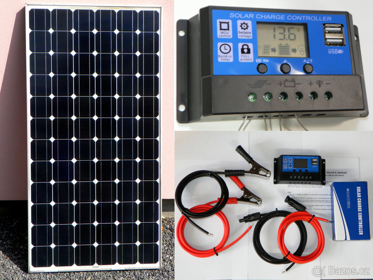 Solární fotovoltaický panel 180W s regulátorem chata/karavan