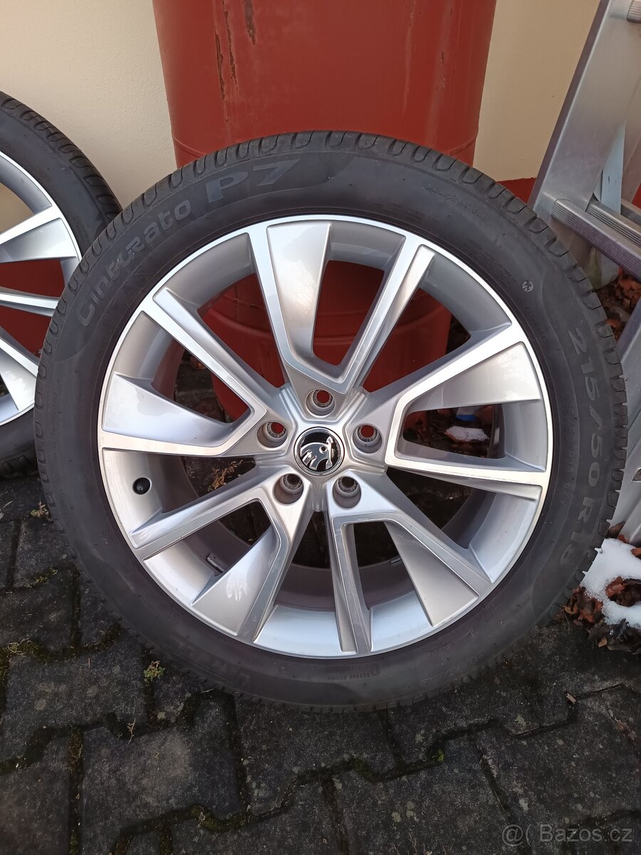 ALU disky Škoda Braga + pneu Pirelli Cinturato P7 215/50 R18