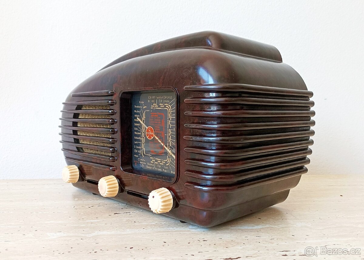 Art Deco starožitné rádio Talisman se želvinovým vzorem