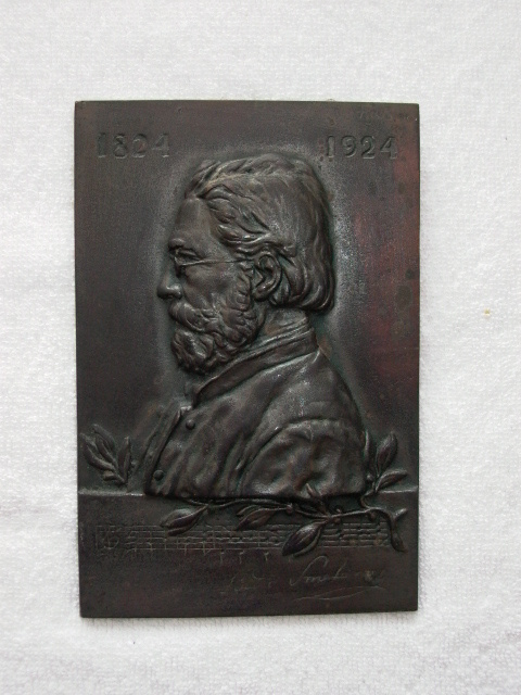 Stará kovová plaketa Bedřich Smetana