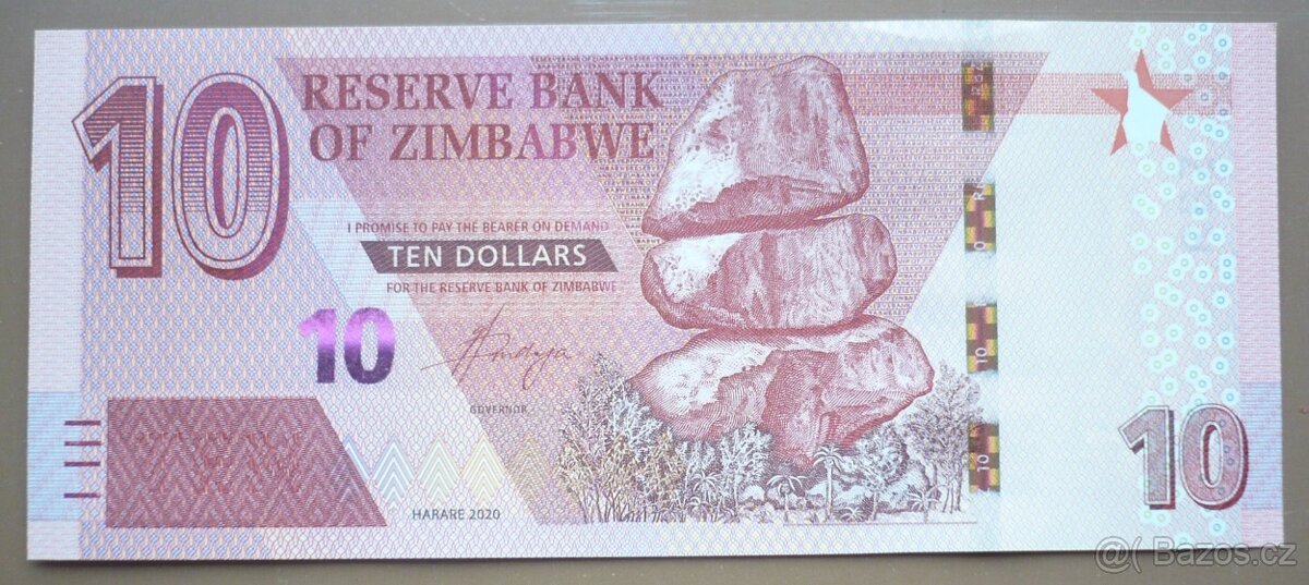 Bankovka, Zimbabwe, 10 dollars, ročník 2020