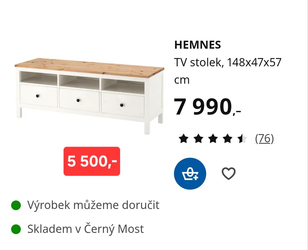 Hemnes Ikea tv stolek