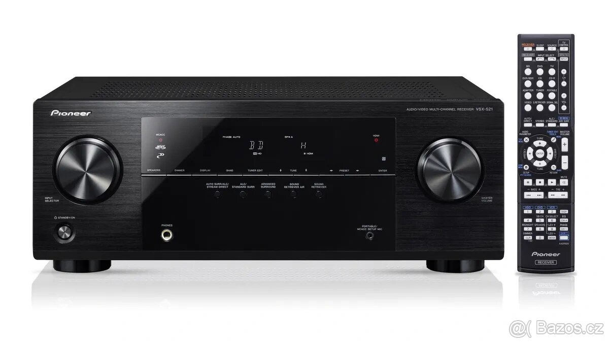 Pioneer VSX-521 5x HDMI 3D AV Receiver, DO, kal.mic, ant