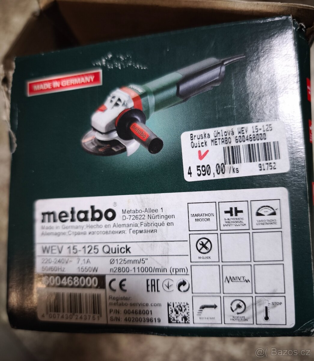 Metabo bruska wev-15-125quick 1550W