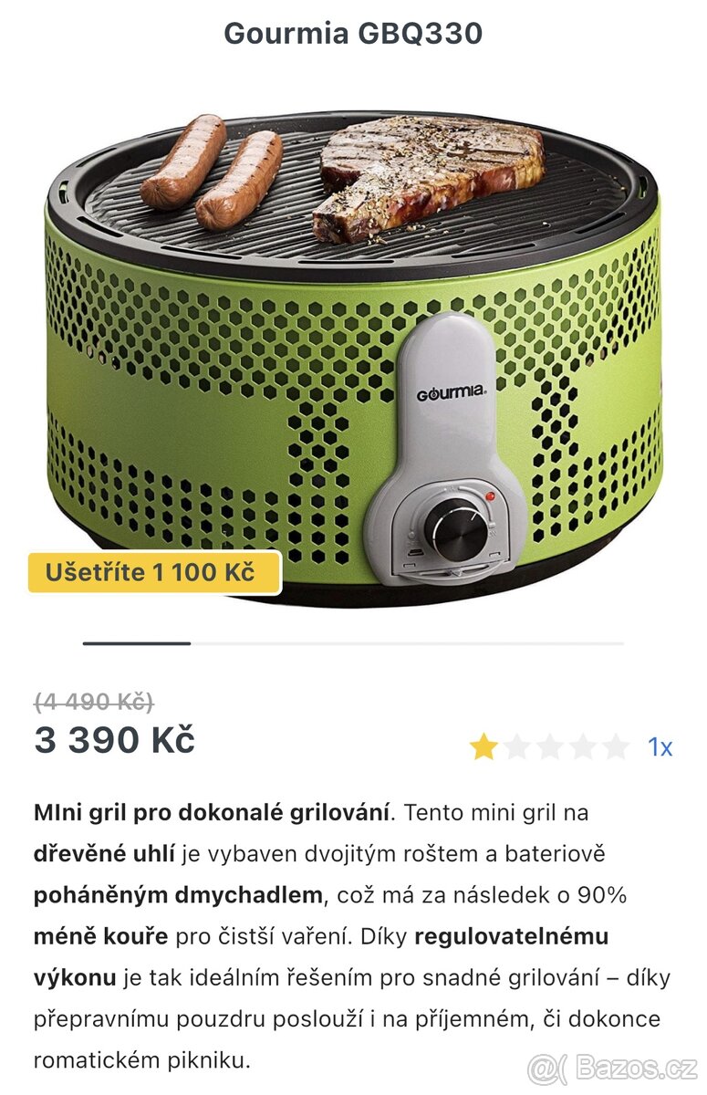 Bezkouřový gril Gourmia