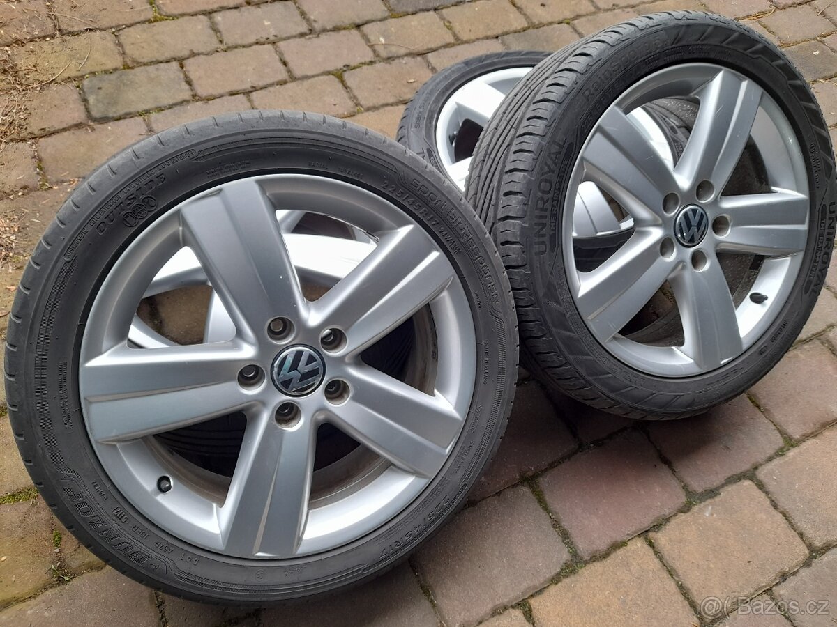 ALU kola,sada,model OAKLAND,originál VW,225/45 R17,5x112,TOP