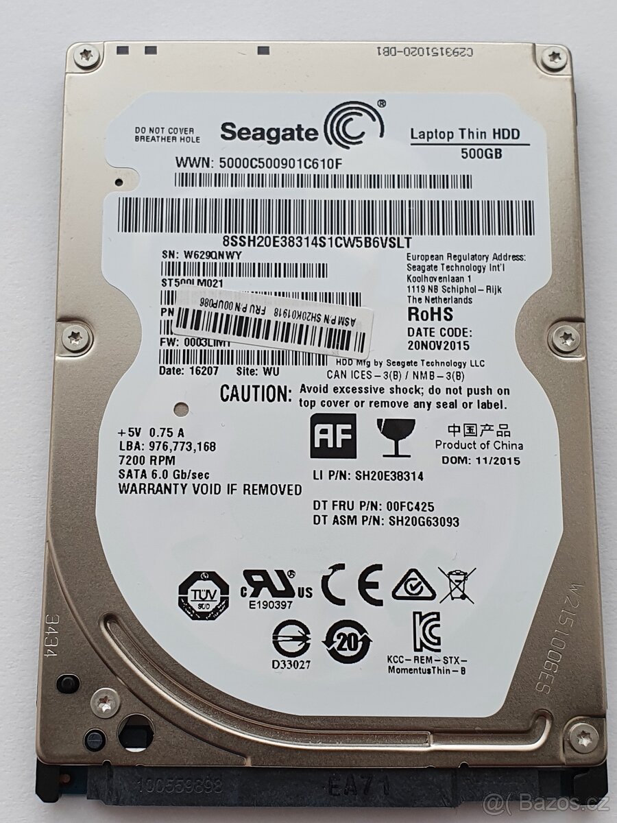 Pevný disk do notebooku 2.5" sata 500GB Seagate st500lm021