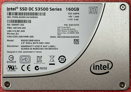 SSD 160GB 2.5” SATA 6Gb/s 7mm Intel SSD DC S3500